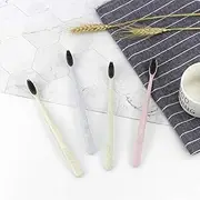 Garamart Eco Friendly Biodegradable Wheat Straw Toothbrushes with Charcoal Bristles - 4 Pack