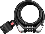 ACECYCLE 4-Digit Security Bicycle Cable Lock, Resettable Password, Mountain Bike Road Bike Motorcycle Lock, 11.95mm Thick Steel Cable, with LED Light, Anti-Theft Anti-Shear Lock