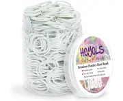1/2” Small White Rubber Bands for Hair Ties Elastics Mini Braids Ponytail Holders for Girls Kids Thick Hair White Rubberbands No Damage 1000pcs (S) by HOYO