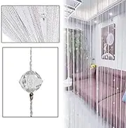 Eve Split Decorative Door String Curtain Beads Wall Panel Fringe Window Divider Blind for Wedding Coffee House Restaurant Parts Crystal Tassel Screen Home Decoration(White)