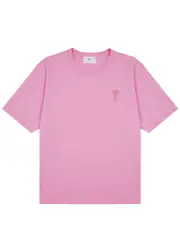 Ami Paris Logo-embroidered Cotton T-shirt - Light Pink - XL XL