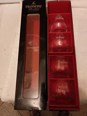 4 Vintage Hennessy Cognac Sniffer Glasses With Bubble Base New