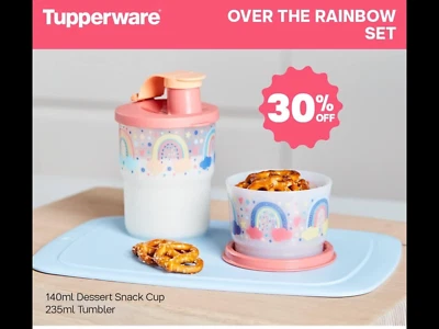 Tupperware Mini Tumbler & Snack Cup Set (rainbow) - Brand New