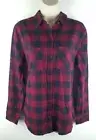 NWT BEACH LUNCH LOUNGE Womens TAMMY Plaid Shirt Sz Small Ruffle Back Wine Cotton