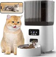 Automatic Cat Feeder with Camera, 1080P Live Video with Night Vision, 5L Timed Cat Food Dispenser for Remote Feeding, 2-Way Audio, Smart Pet Feeder for Cats and Dogs with App Control