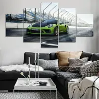 在飛比找樂天市場購物網優惠-實木框畫 豪華跑車 保時捷911 綠色跑車 汽車海報裝飾畫 