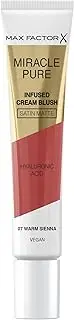 Max Factor Miracle Pure Cream Infused Blush, Warm Sienna, Liquid Blush, Creamy Vegan Formula, All-Day-Long Radiance, Satin Matte Finish, Moisturising Complex, Squalane & Hyaluronic Acid, 15ml