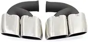 Applicable To 11 To 14 Compatible For Porsche Cayenne Exhaust Tip Retrofitted Four Square Tail Throat Tail Nozzle(Brushed silver)