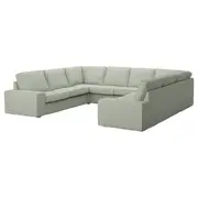 KIVIK u-shaped sofa, 6 seat, Gunnared light green