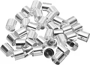 uxcell 30Pcs Cord End Caps 15mm End Cap Barrel Beads Kumihimo 12mm Dia End Caps Brass for Leather Cord, Tassels, Jewelry Making, Silver