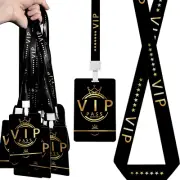 50 Sets PVC VIP Badge Lanyards and Plastic Pass Cards,Perfect for Backstage Acce