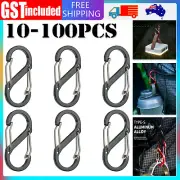UP 100X Cable Carabiner Camping Hiking Hook Chain Key S-Ring Lock Clip Holder AU