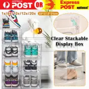 Up To 20x Shoe Box Storage Clear Boxes Foldable Stackable Transparent Organizer