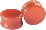 [Cykdohy] Red Agate Ear Plugs Expander Earrings for Women Men 1 Pair Natural Stone Saddle Double Flared Ears Stretching Tunnels Gauges Stretcher Lobe Earring Body Piercing Jewelry Size 2g to 5/8''