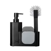 4pc Vigar Rengo Monobloc Sink Caddy/Dish Brush/Sponge w/ Dispenser Set Black