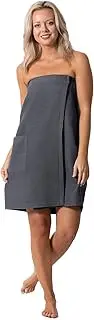 [Robe Direct] Quick Dry, Lightweight Waffle Spa/Bath Wrap with Adjustable Closure & Elastic Top (Large/X-Large, Dark Gray)