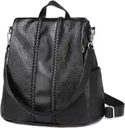 Backpack Purse for Women,VASCHY Fashion Faux Leather Anti-theft Backpack for Ladies with Vintage Weave