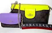 Coach Poppy CL670 Crossbody & Card Case Brown Signature Colorblock Iris NWT $298