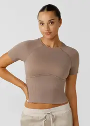 [Lorna Jane] Seamless Contour Short Sleeve Top in Neutrals, Size - XS XS Bone