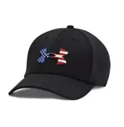 Under Armour Freedom Blitzing Hat L/XL Black Flex USA Flag HeatGear UA NWT