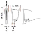 Sterling Silver Leverback Earring Hooks with Open Square Loop 19x12mm * Findings