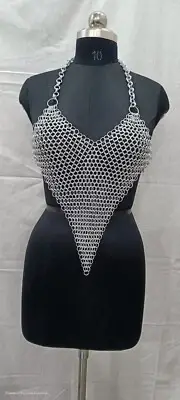 Chainmail shoulder collar jewelry with small chain layers aluminum jump rings