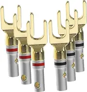Happyyami 6Pcs U Shaped Speaker Cable Connectors High Fidelity Banana Plug Fork Connectors for Audio Signal Transmission DIY Compatible with Various Audio Devices