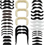Fake Mustache, 36 PCS Self Adhesive Mustache Stickers for Performance, Masquerade, Party Decor (Bulk)