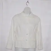 Bob Mackie Smart Denim Button Front Jacket w/ Exposed Stitch Size S White