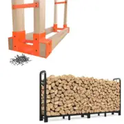 Firewood Log Storage Rack Bracket Kit & 8ft Firewood Rack Outdoor Indoor, Upgrad