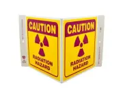 Zing Caution Radiation Hazard Wall-Projecting V-Sign w/ Icons