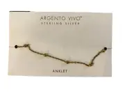 Argento VIVO Boho/Trendy Anklet 18kt Gold Plated Sterling Silver New Balls Chain