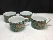 Set of 4 Vintage 1995 Sakura Magic Jungle Ultra Porcelain Coffee/Hot Tea Cups