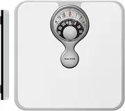 Salter 484 WHDR Mechanical Scales with Magnifying Dial, Maximum 133 kg, Compact Design, 25 x 25 cm, Padded Non-Slip Platform, Bathroom, No Batteries, Weight in kg, st and lbs, White