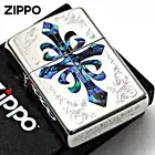 Zippo Oi Lighter Armor Cross Arabesque Shell Inlay Double-sided processing New