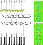 DAMIDEL 10Pcs Drop Shot Ready Rigs Kit with 2 Fishing Wacky Hooks,No Snag Skinny Sinker(1/2oz,3/8oz,1/4oz.1/5oz.), Spinner Blades， Fishing Bass Rig Cylinder Saltwater Freshwater