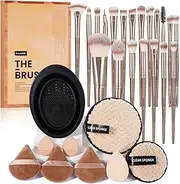 MAANGE Makeup Brushes Set 30 Pcs Makeup Tool Set with Gift Box, Multi-functional Makeup Kit Powder Brush Make Up Brushes for Women (Champagne, 30 Piece Set)