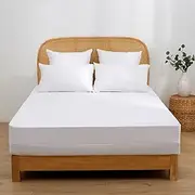 Dreamaker Fully Encased 100% Waterproof Mattress Protector Hypoallergenic Allergen Barrier Breathable Soft Jersey Knit Top 40cm Deep Fits Machine Washable Zipper Mattress Encasement - King Single Bed