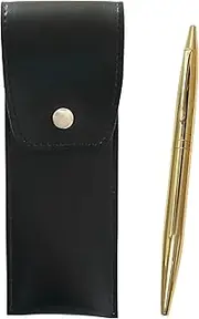 Round Button Type Japanese Pen Case Black Elegant Gold Rotating Ballpoint Pen Set T23-BRS-B-DS2