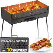 Charcoal Grill for 10 Skewers - Portable Barbecue Kabob Camp Grills - Foldable M