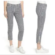 NWT CURRENT/ELLIOTT The Cropped Lexton Straight Jeans Striped Size 25