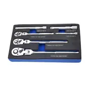 72 Tooth Ratchet Wrench Set with Flex Head and Extension Bars for Tight Spaces