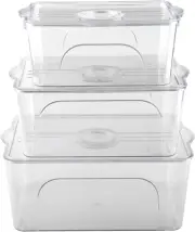 Clear Plastic Storage Bins with Date Recorder for Fridge and Pantry Stackable Re