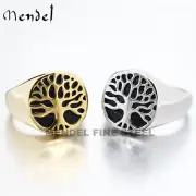 MENDEL Mens Stainless Steel Celtic Gold Plated Tree of Life Band Ring Size 7-15