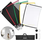 NEEWER Foldable Scrim Flag Kit, 24x36in/60x90cm 5 in 1 Photography Flag Panel Lighting Reflector Diffuser Light Modifier Shaper for Soft, Diffused & Light Effects, Carry Bag Included, SF6090F