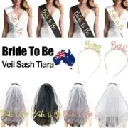 Bride To Be Hen Veil Sash Tiara Hens Night Bridal Shower Kitchen Tea Accessories