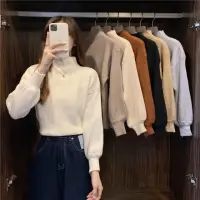 在飛比找momo購物網優惠-【D.studio】韓版百搭半高領針織上衣(衣 長袖上衣 女
