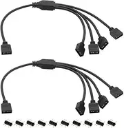 Daiilg 2Pcs ARGB Splitter Cable, 1-to-4 Female to Female 5V 3 Pin Addressable RGB Splitter Extension Cable ARGB LED Sync Cable