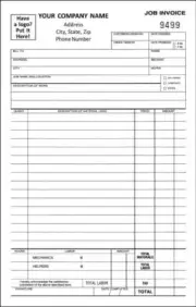 1000 Work-Order Job Invoices/ Numbered / 2 Part Carbonless / 5.5 x 8.5 TMG012