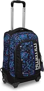 [Mitama] School Trolley DR.Trolley #BDBF - Paisley, Purple - Waterproof Double Compartment Backpack - Retractable Shoulder Straps - Child Travel Trolley, Black, Taglia unica, Modern, Black, One Size